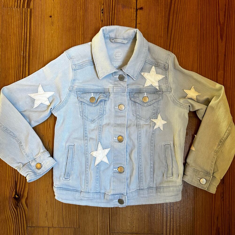 Wonder Nation‎ light blue star applique jean jacket SIZE 4/5